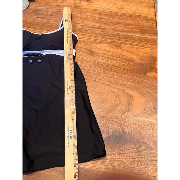 EcoSwim Size 12 Black White Swim Dress Built In Briefs One Piece Swimsuit - Picture 8 of 8